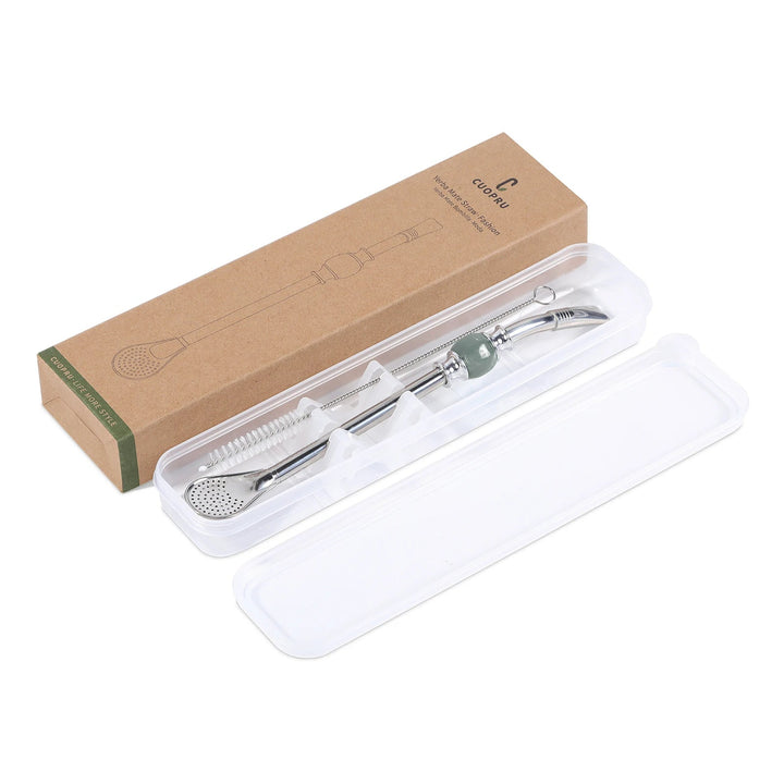 Premium Stainless Steel Bombilla Straw Set Reusable Yerba Mate Filter Straws with Cleaning Brushes Eco Friendly Metal Drinking Straws with Built In Filter Spoon