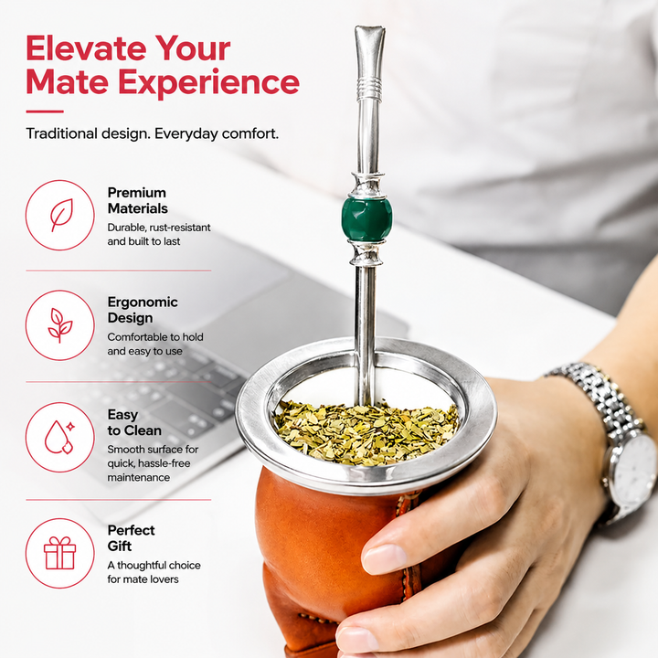 Premium Stainless Steel Bombilla Straw Set Reusable Yerba Mate Filter Straws with Cleaning Brushes Eco Friendly Metal Drinking Straws with Built In Filter Spoon
