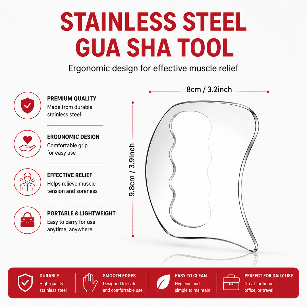 Premium Stainless Steel Gua Sha Massage Tool Set IASTM Body Scraper Myofascial Release Tool Muscle Pain Relief Deep Tissue Massage Scraping Tool