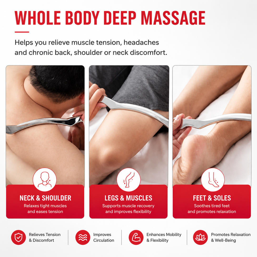 Premium Stainless Steel Gua Sha Massage Tool Set IASTM Body Scraper Myofascial Release Tool Muscle Pain Relief Deep Tissue Massage Scraping Tool