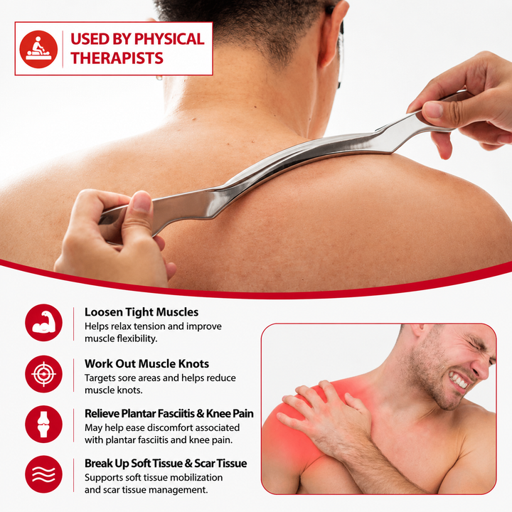 Premium Stainless Steel Gua Sha Massage Tool Set IASTM Body Scraper Myofascial Release Tool Muscle Pain Relief Deep Tissue Massage Scraping Tool