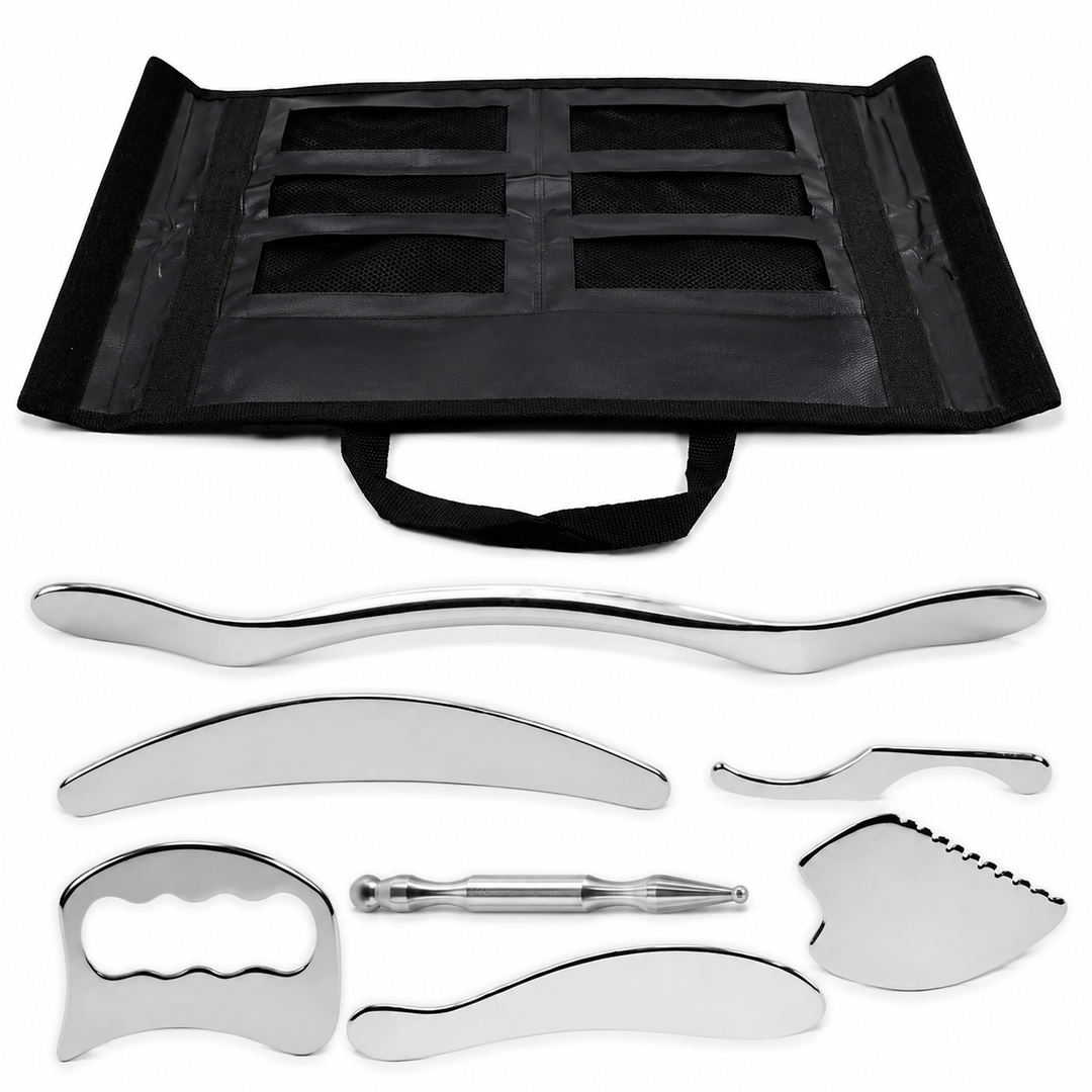 Premium Stainless Steel Gua Sha Massage Tool Set IASTM Body Scraper Myofascial Release Tool Muscle Pain Relief Deep Tissue Massage Scraping Tool