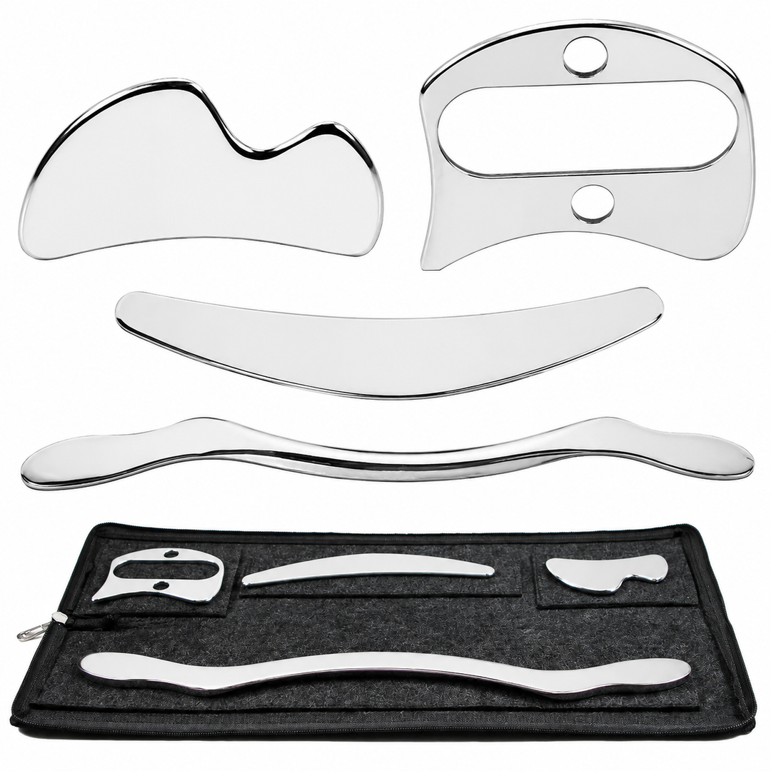 Premium Stainless Steel Gua Sha Massage Tool Set IASTM Body Scraper Myofascial Release Tool Muscle Pain Relief Deep Tissue Massage Scraping Tool
