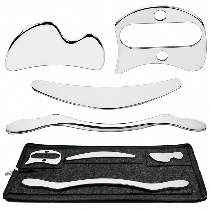 Premium Stainless Steel Gua Sha Massage Tool Set IASTM Body Scraper Myofascial Release Tool Muscle Pain Relief Deep Tissue Massage Scraping Tool
