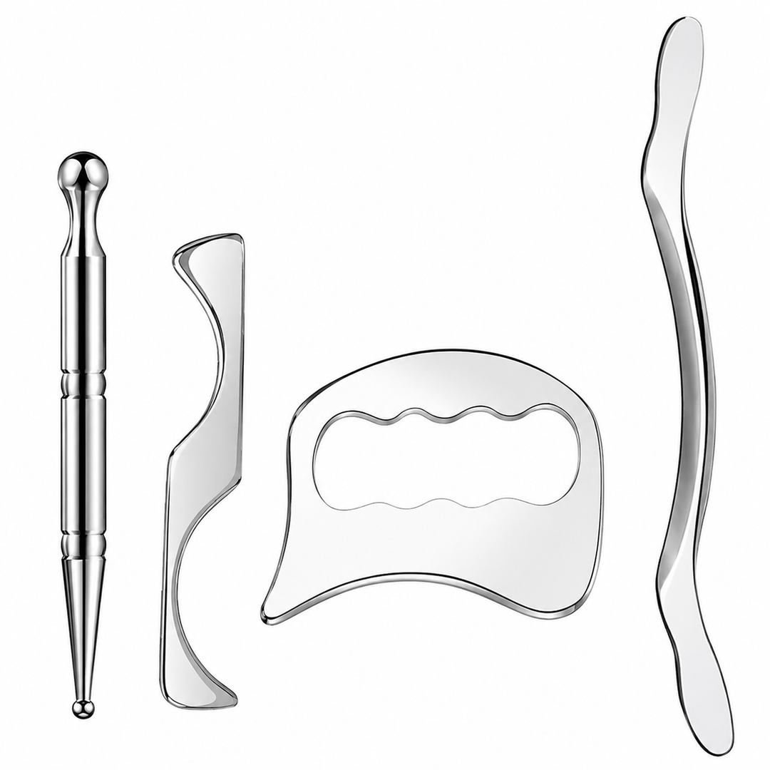 Premium Stainless Steel Gua Sha Massage Tool Set IASTM Body Scraper Myofascial Release Tool Muscle Pain Relief Deep Tissue Massage Scraping Tool