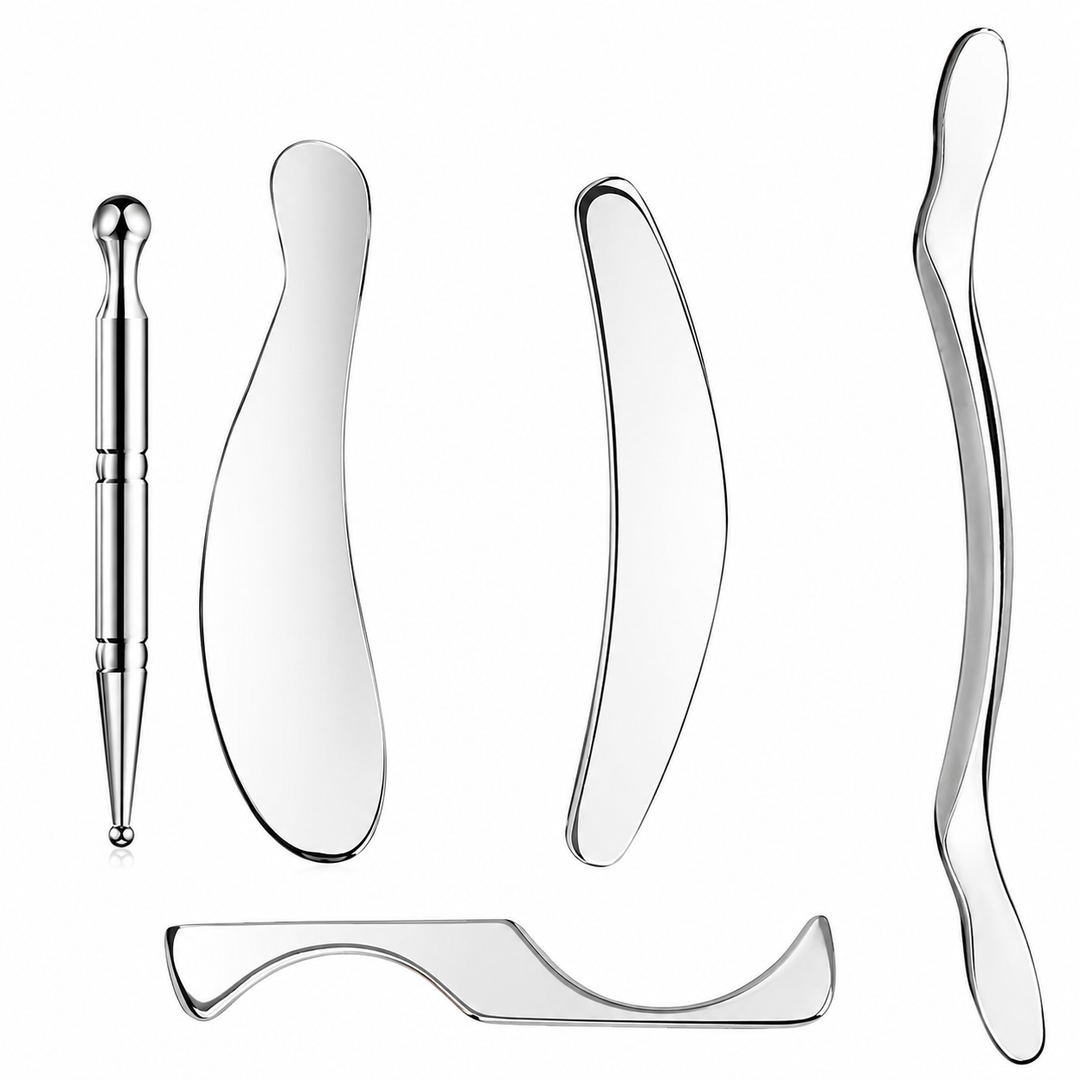 Premium Stainless Steel Gua Sha Massage Tool Set IASTM Body Scraper Myofascial Release Tool Muscle Pain Relief Deep Tissue Massage Scraping Tool