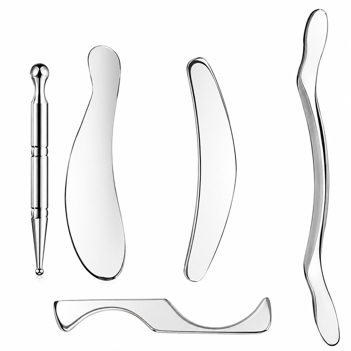 Premium Stainless Steel Gua Sha Massage Tool Set IASTM Body Scraper Myofascial Release Tool Muscle Pain Relief Deep Tissue Massage Scraping Tool
