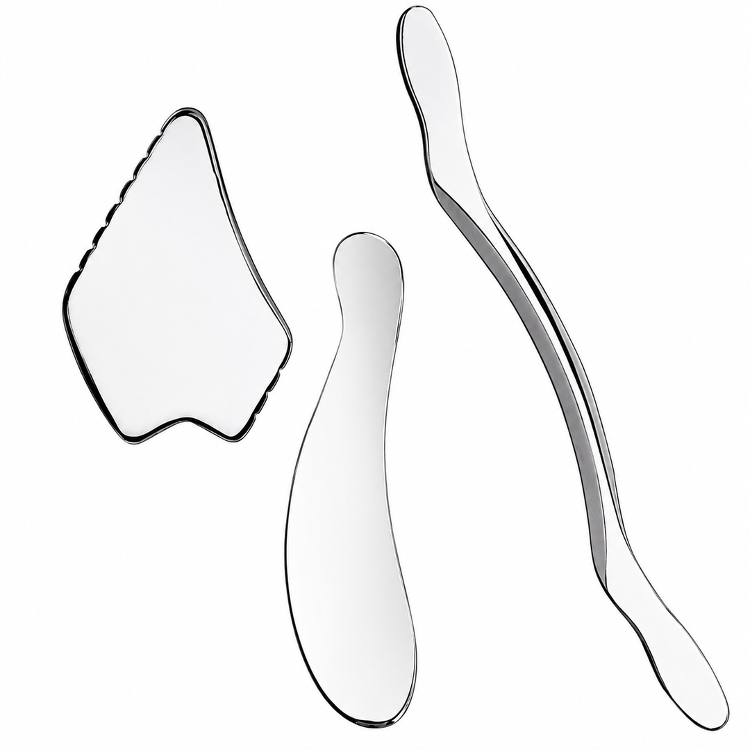 Premium Stainless Steel Gua Sha Massage Tool Set IASTM Body Scraper Myofascial Release Tool Muscle Pain Relief Deep Tissue Massage Scraping Tool