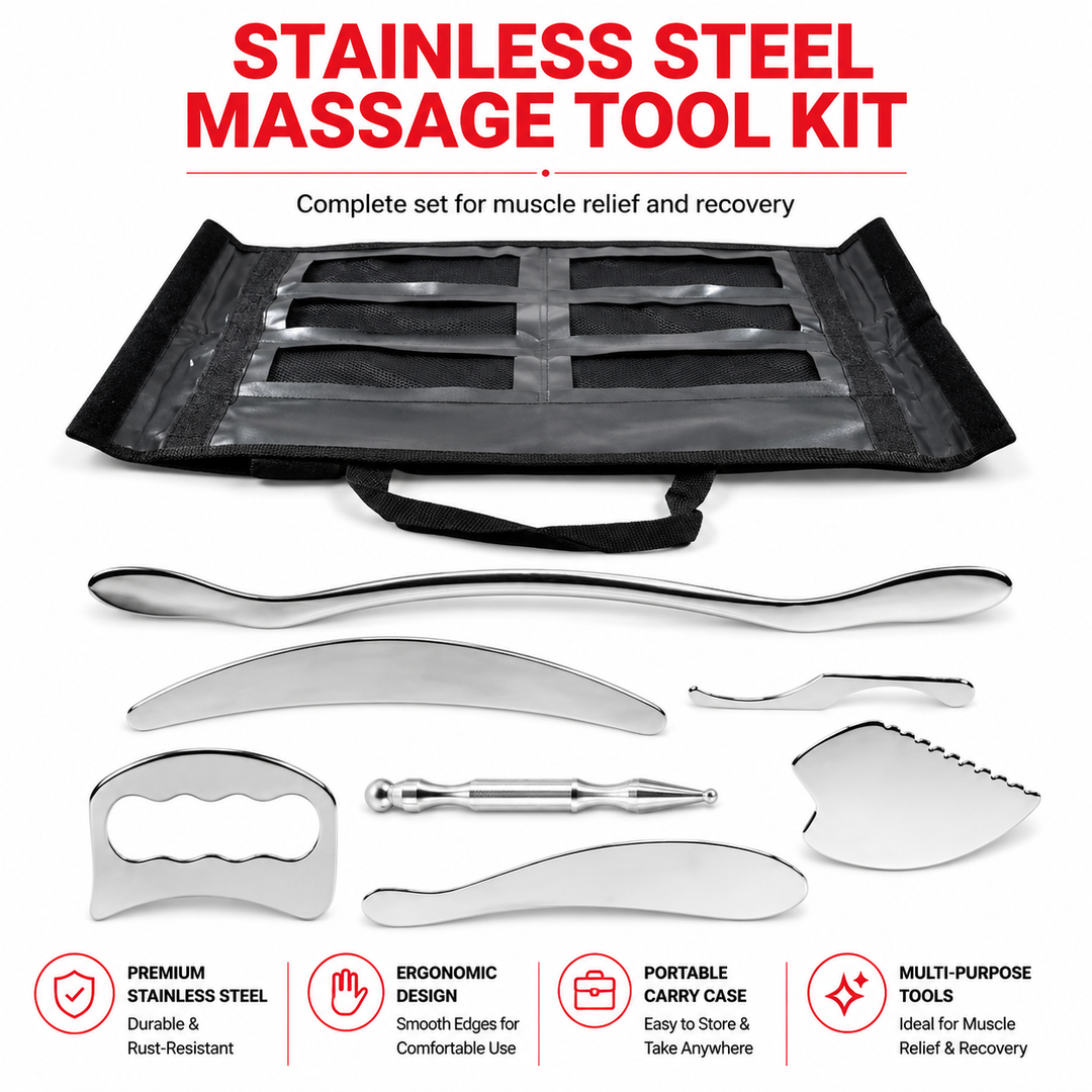 Premium Stainless Steel Gua Sha Tool IASTM Scraper Body Massager Deep Tissue Ergonomic Manual Massage Tool Set 1 2 4 5 7 Pieces Portable Body Recovery Device