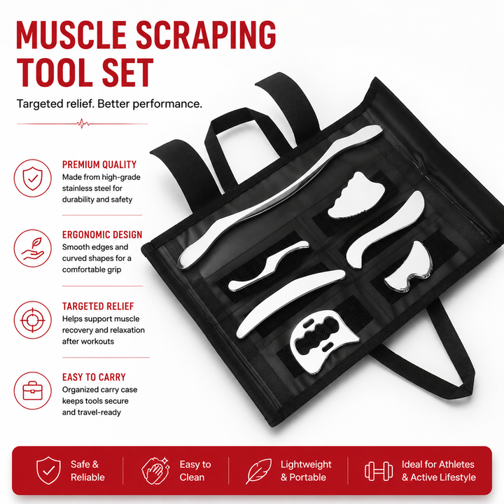 Premium Stainless Steel Gua Sha Tool IASTM Scraper Body Massager Deep Tissue Ergonomic Manual Massage Tool Set 1 2 4 5 7 Pieces Portable Body Recovery Device