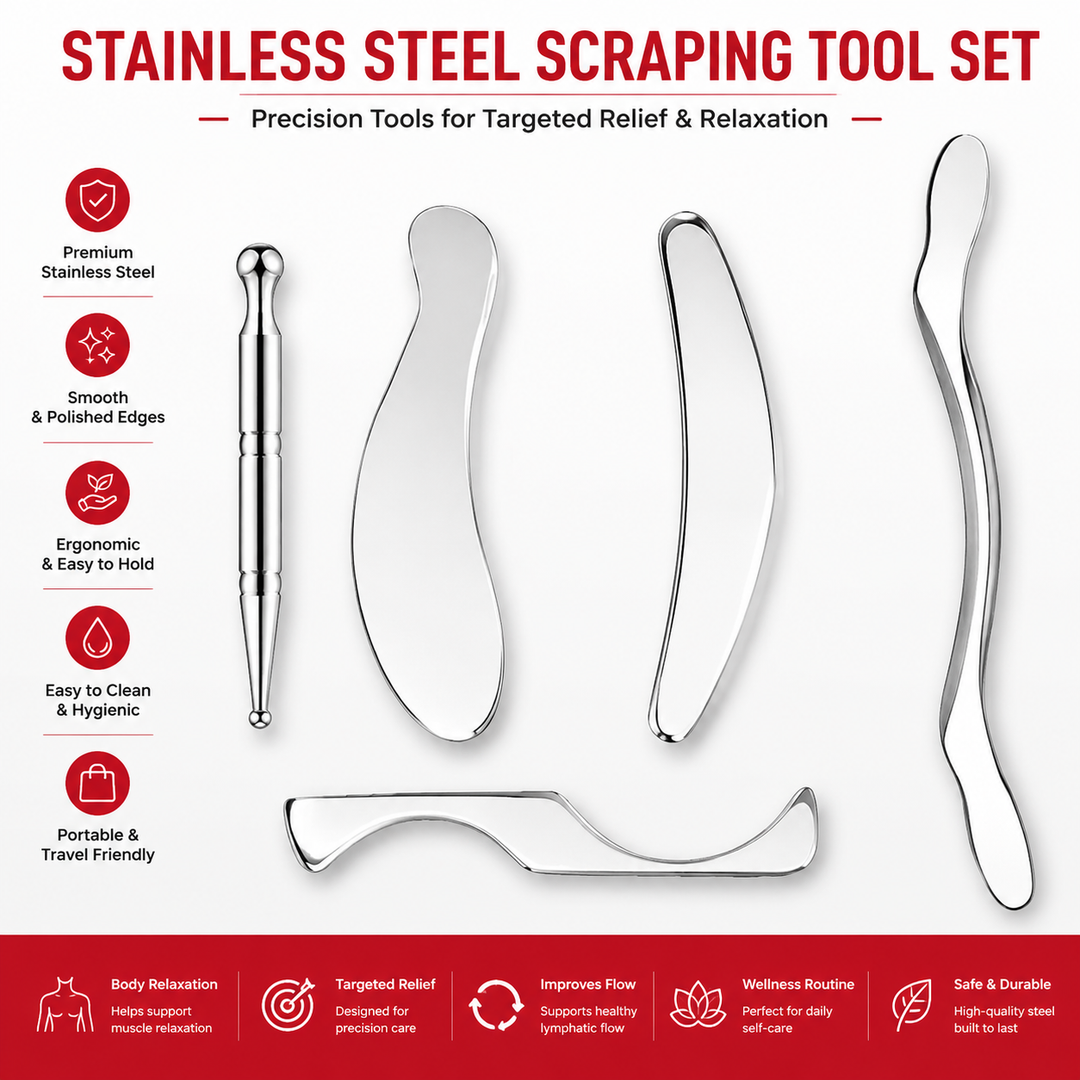 Premium Stainless Steel Gua Sha Tool IASTM Scraper Body Massager Deep Tissue Ergonomic Manual Massage Tool Set 1 2 4 5 7 Pieces Portable Body Recovery Device