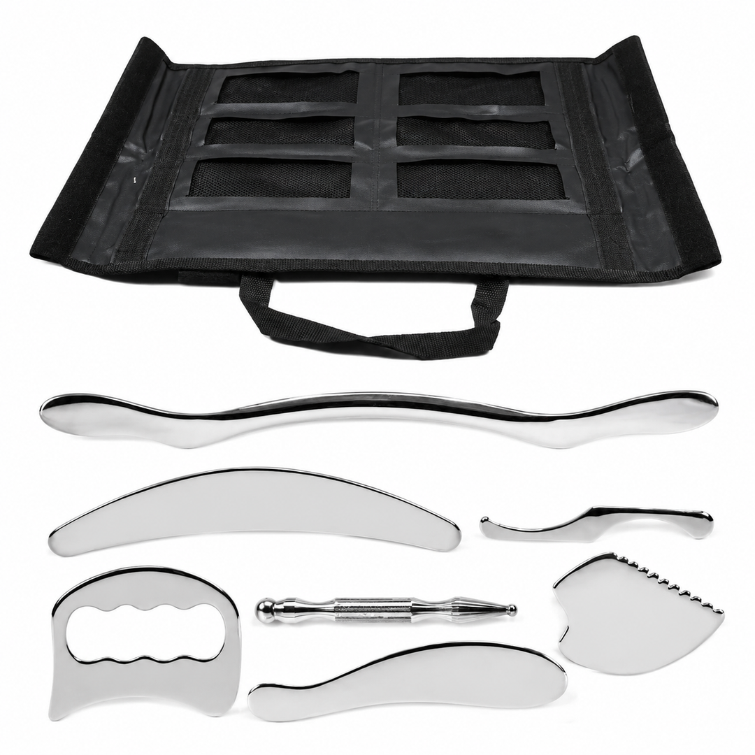 Premium Stainless Steel Gua Sha Tool IASTM Scraper Body Massager Deep Tissue Ergonomic Manual Massage Tool Set 1 2 4 5 7 Pieces Portable Body Recovery Device