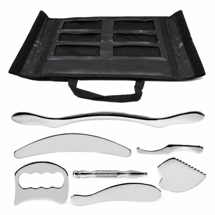 Premium Stainless Steel Gua Sha Tool IASTM Scraper Body Massager Deep Tissue Ergonomic Manual Massage Tool Set 1 2 4 5 7 Pieces Portable Body Recovery Device