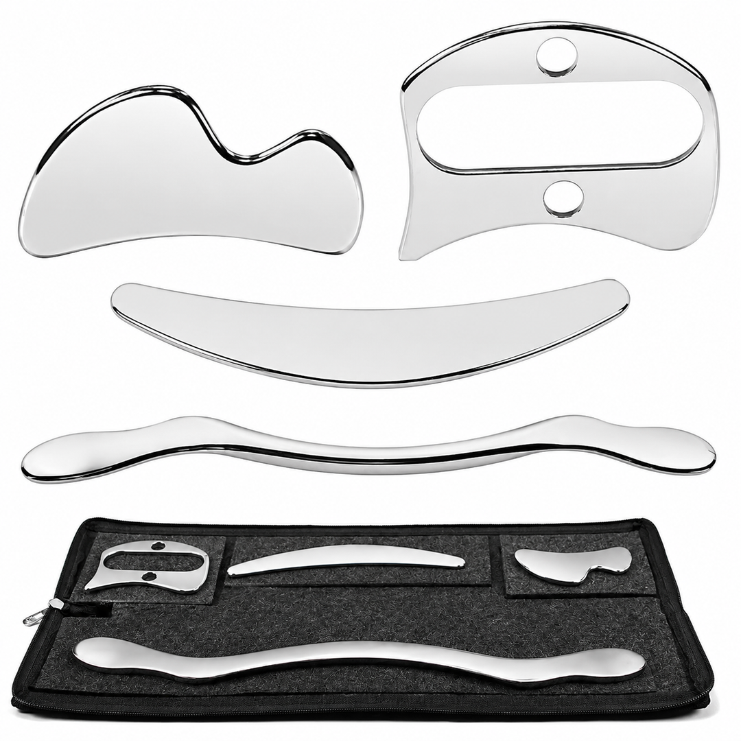 Premium Stainless Steel Gua Sha Tool IASTM Scraper Body Massager Deep Tissue Ergonomic Manual Massage Tool Set 1 2 4 5 7 Pieces Portable Body Recovery Device