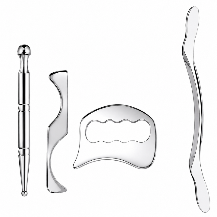 Premium Stainless Steel Gua Sha Tool IASTM Scraper Body Massager Deep Tissue Ergonomic Manual Massage Tool Set 1 2 4 5 7 Pieces Portable Body Recovery Device