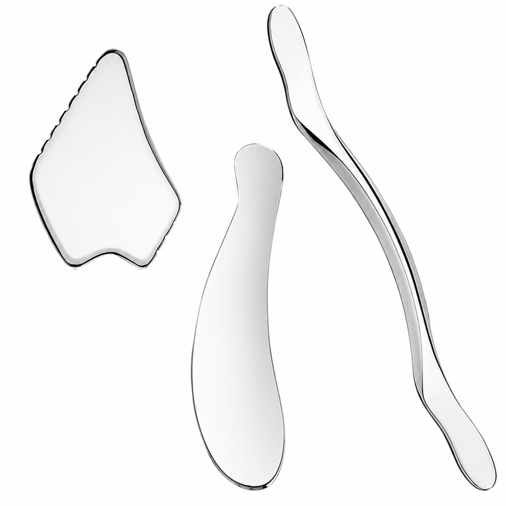 Premium Stainless Steel Gua Sha Tool IASTM Scraper Body Massager Deep Tissue Ergonomic Manual Massage Tool Set 1 2 4 5 7 Pieces Portable Body Recovery Device