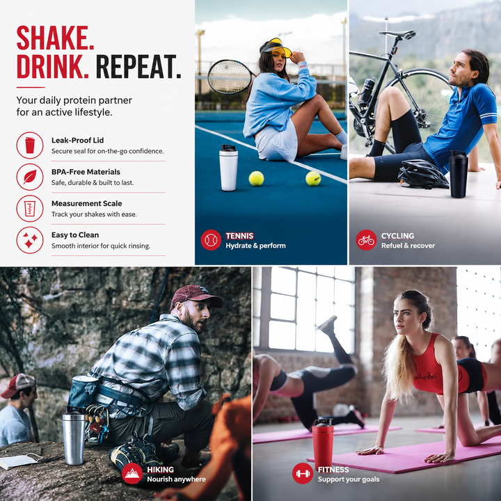Premium Stainless Steel Protein Shaker Bottle 500ml 750ml Leak Proof Gym Cup with Mixing Ball for Smooth Whey Protein Shakes Sports Drink Use