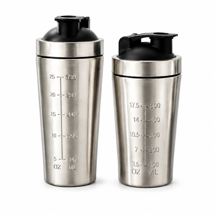 Premium Stainless Steel Protein Shaker Bottle 500ml 750ml Leak Proof Gym Cup with Mixing Ball for Smooth Whey Protein Shakes Sports Drink Use