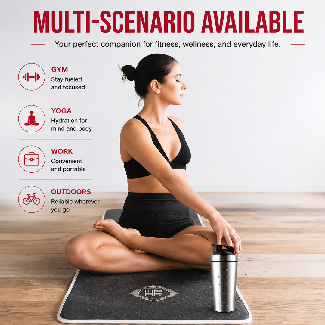 Premium Stainless Steel Shaker Bottle 500ML 750ML Protein Mixer Leak Proof Gym Fitness Cup Steel Ball Smooth Mixing Sports Drink Bottle Portable Daily Use