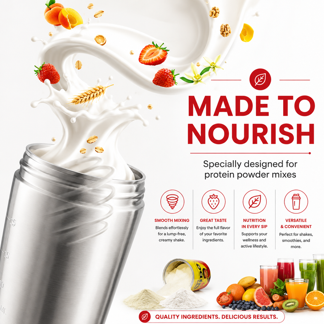 Premium Stainless Steel Shaker Bottle 500ML 750ML Protein Mixer Leak Proof Gym Fitness Cup Steel Ball Smooth Mixing Sports Drink Bottle Portable Daily Use