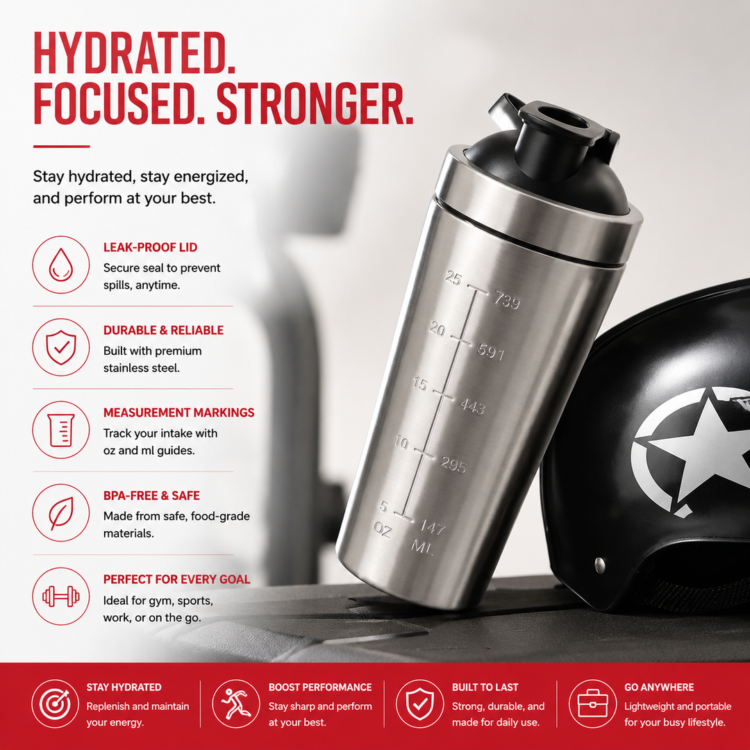 Premium Stainless Steel Shaker Bottle 500ML 750ML Protein Mixer Leak Proof Gym Fitness Cup Steel Ball Smooth Mixing Sports Drink Bottle Portable Daily Use