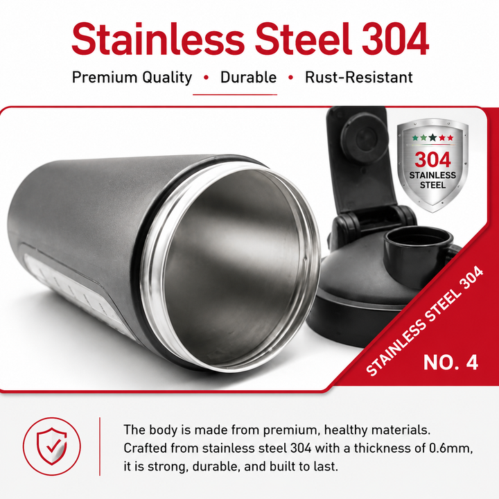 Premium Stainless Steel Shaker Bottle 700ML Protein Mixer Leak Proof Gym Water Bottle with Scale Steel Ball for Smoothies Fitness Travel Outdoor Daily Use