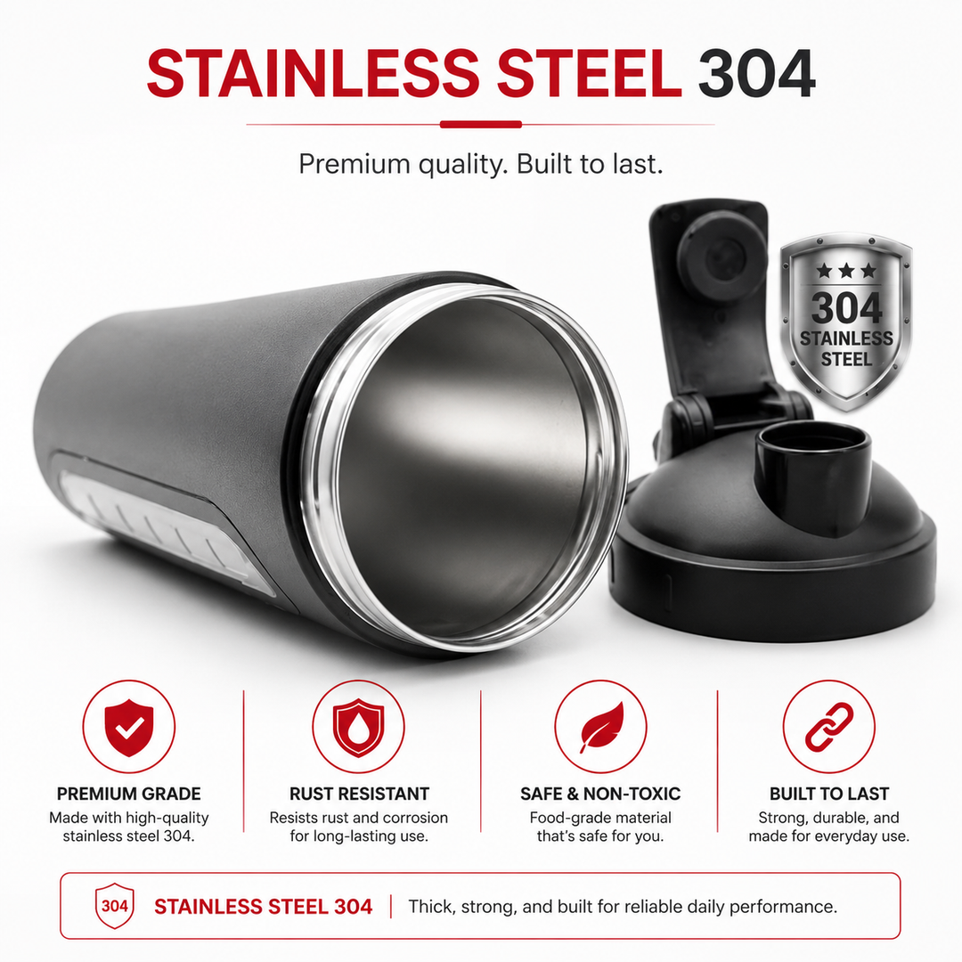 Premium Stainless Steel Sports Shaker Bottle 700ML Protein Mixer Leak Proof Gym Water Bottle with Scale for Protein Powder Smoothies Travel Use