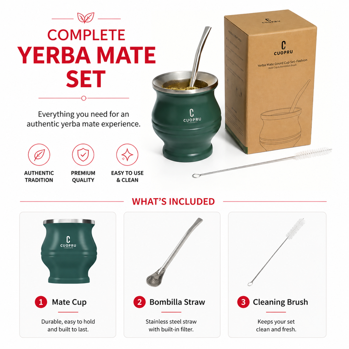 Premium Stainless Steel Yerba Mate Cup Double Wall Insulated Mate Gourd Set with Bombilla Straw Modern Thermal Yerba Mate Mug for Hot Drinks Tea Coffee