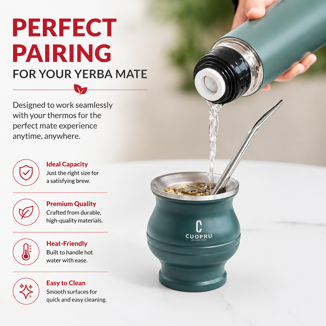 Premium Stainless Steel Yerba Mate Cup Double Wall Insulated Mate Gourd Set with Bombilla Straw Modern Thermal Yerba Mate Mug for Hot Drinks Tea Coffee