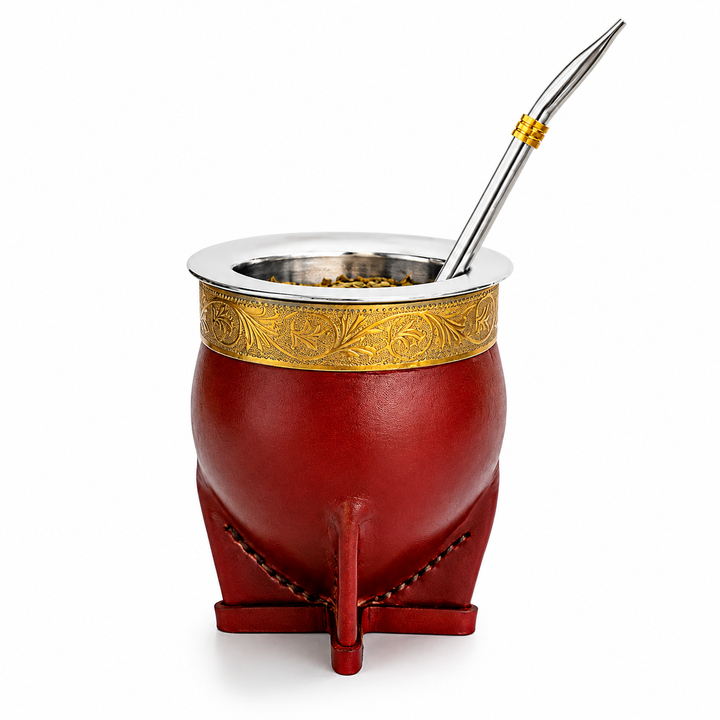 Premium Stainless Steel Yerba Mate Gourd Set Gold Mate Cup with Bombilla Straw and Cleaning Brush Reusable Metal Mate Drinking Set Traditional Yerba Mate Cup
