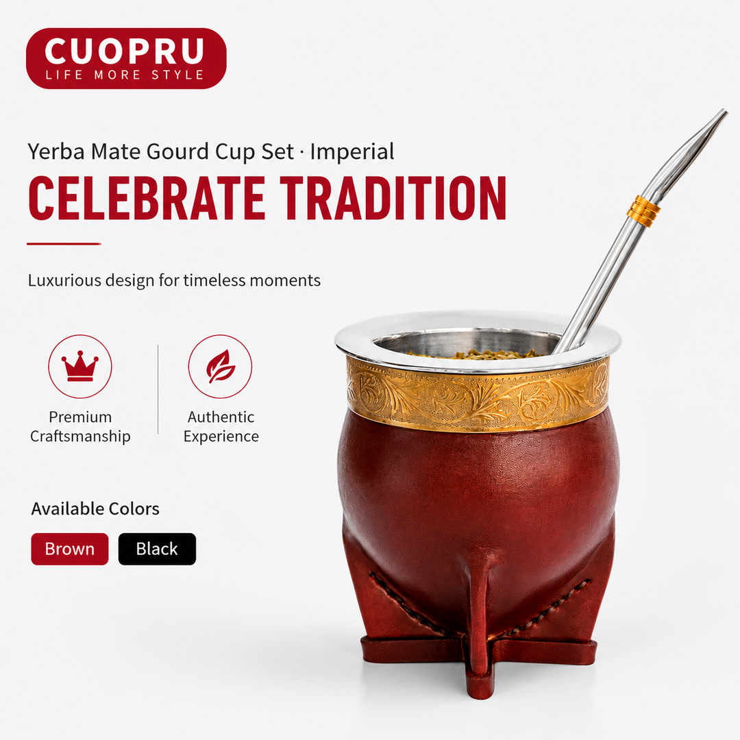 Premium Stainless Steel Yerba Mate Gourd Set Gold Mate Cup with Bombilla Straw and Cleaning Brush Reusable Metal Mate Drinking Set Traditional Yerba Mate Cup