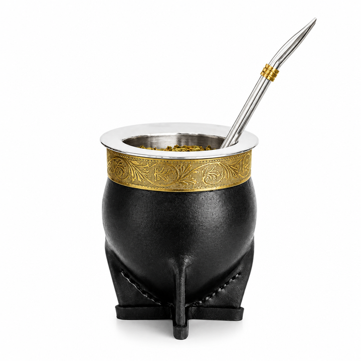 Premium Stainless Steel Yerba Mate Gourd Set Gold Mate Cup with Bombilla Straw and Cleaning Brush Reusable Metal Mate Drinking Set Traditional Yerba Mate Cup