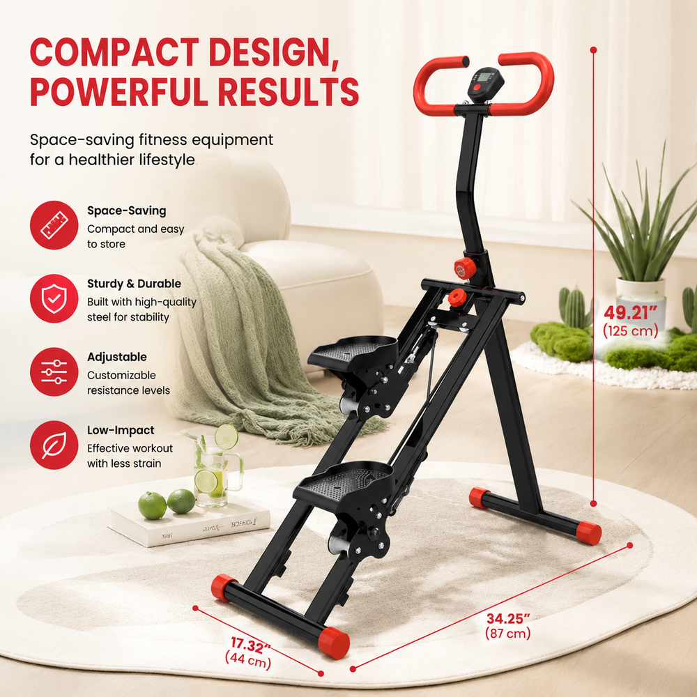 Premium Stair Stepper Folding Vertical Climber Home Workout Machine Full Body Cardio Exercise Equipment Adjustable Resistance Fitness Trainer
