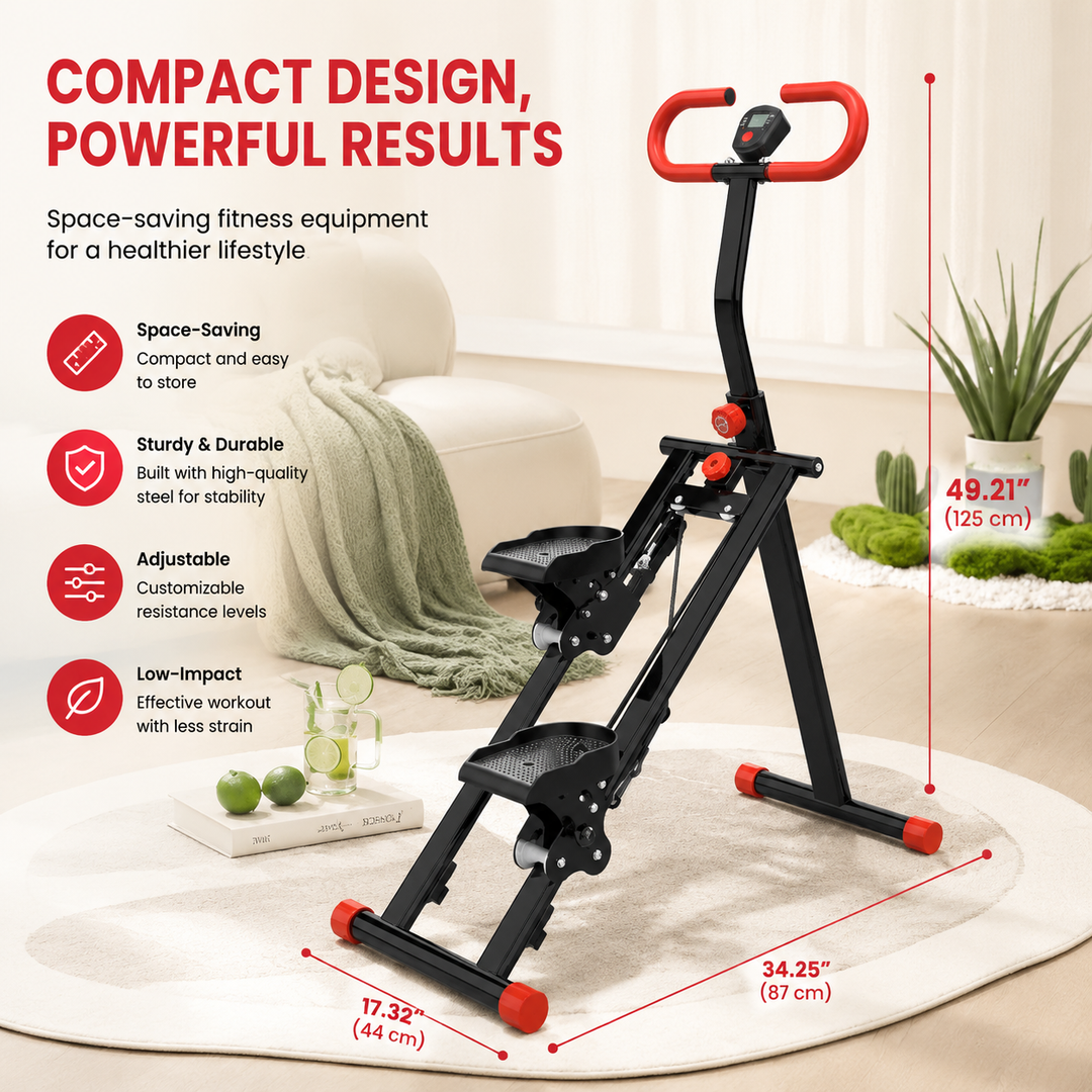 Premium Stair Stepper Folding Vertical Climber Home Workout Machine Full Body Cardio Exercise Equipment Adjustable Resistance Fitness Trainer