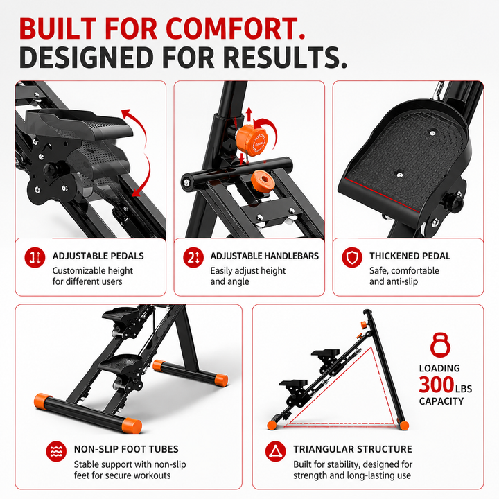 Premium Stair Stepper Folding Vertical Climber Home Workout Machine Full Body Cardio Exercise Equipment Adjustable Resistance Fitness Trainer
