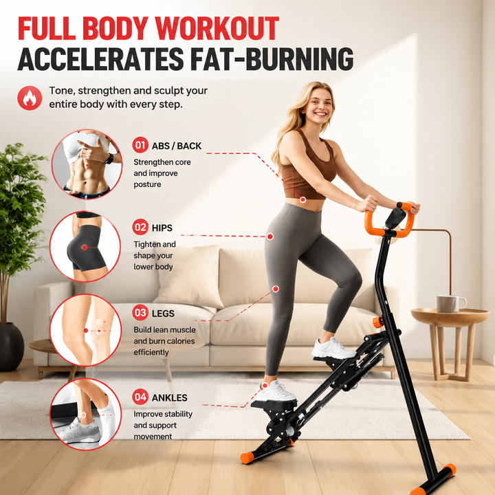 Premium Stair Stepper Folding Vertical Climber Home Workout Machine Full Body Cardio Exercise Equipment Adjustable Resistance Fitness Trainer