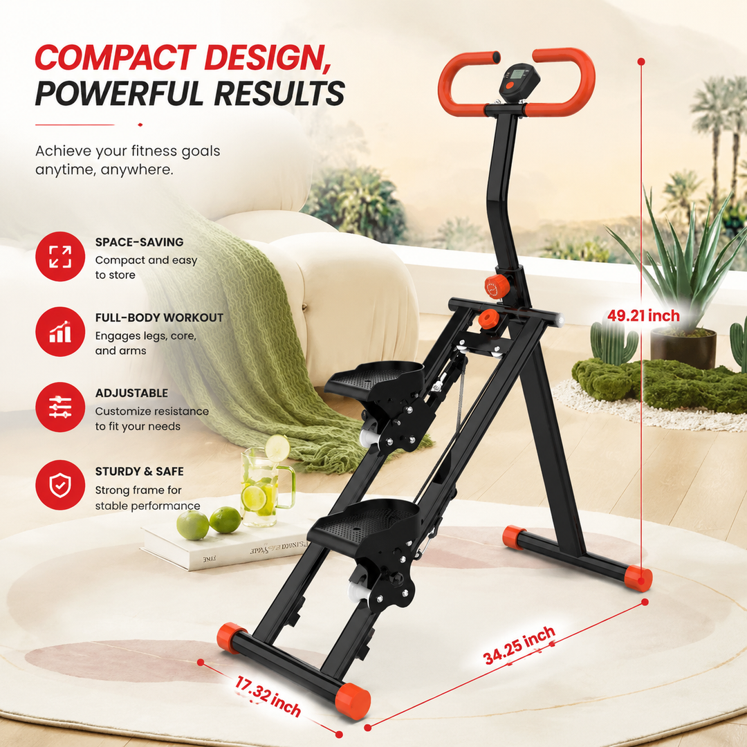 Premium Stair Stepper for Home Folding Vertical Climber Workout Machine Full Body Cardio Strength Training Adjustable Resistance Space Saving Design