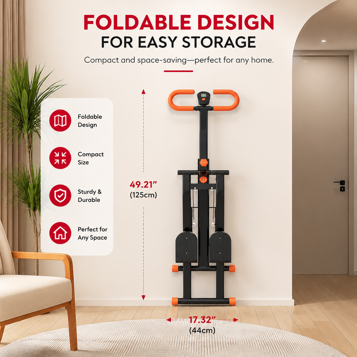 Premium Stair Stepper for Home Folding Vertical Climber Workout Machine Full Body Cardio Strength Training Adjustable Resistance Space Saving Design