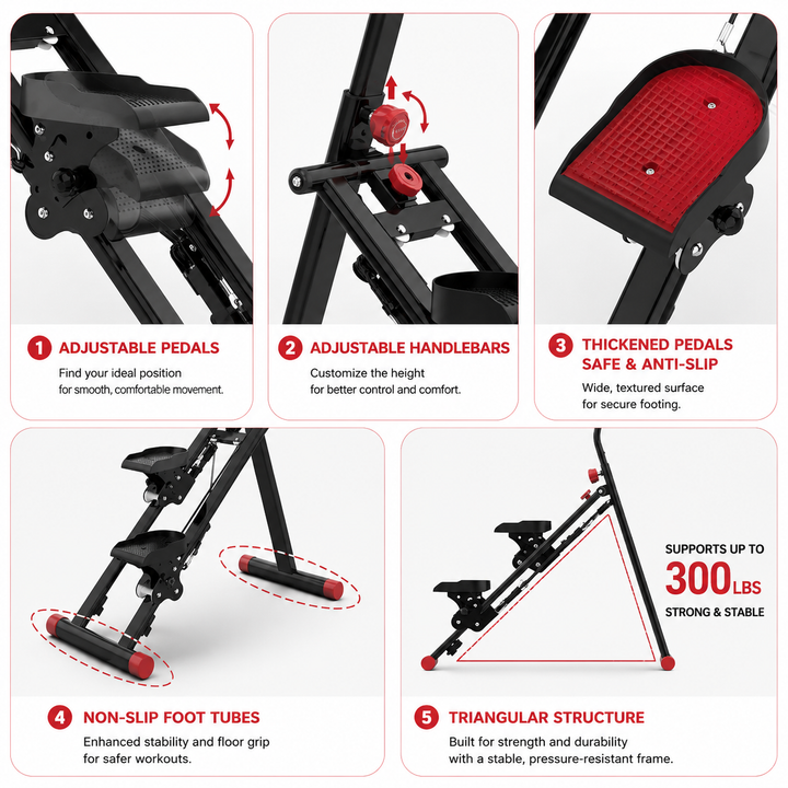 Premium Stair Stepper for Home Folding Vertical Climber Workout Machine Full Body Cardio Strength Training Adjustable Resistance Space Saving Design