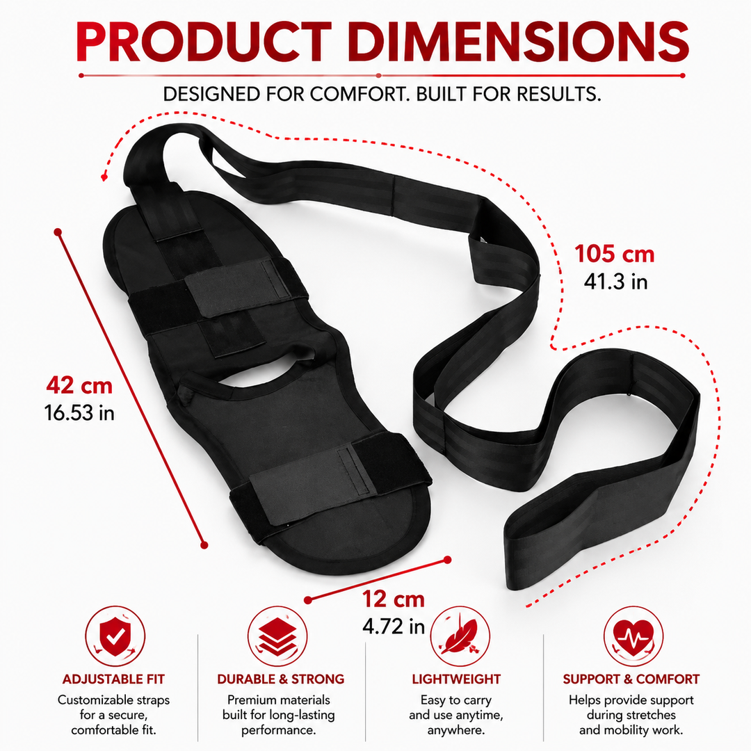 Premium Stretching Strap Yoga Band Adjustable Foot Stretch Strap Open Back Design Flexibility Trainer Legs Calves Yoga Pilates Home Gym Travel Fitness Tool