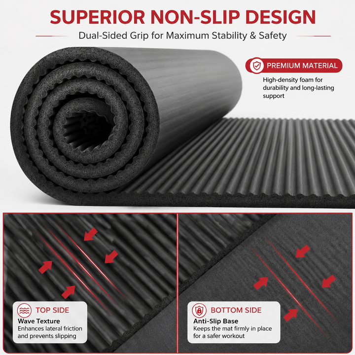 Premium Super Long Yoga Mat 2M Extra Large High Density 15mm Thick Exercise Mat Pilates Fitness Anti Skid Waterproof Workout Mat with Carry Bag