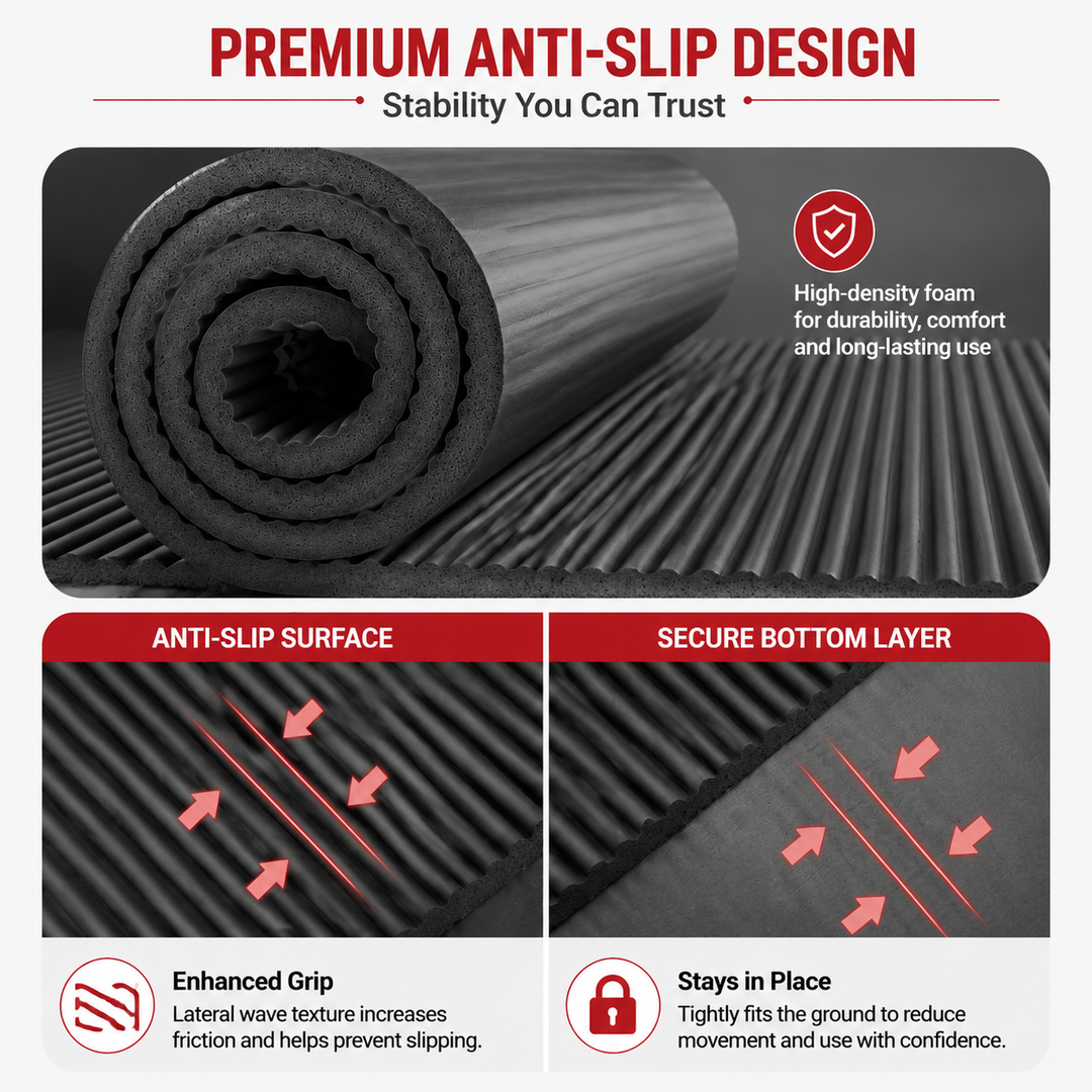Premium Super Long Yoga Mat Extra Large High Density Exercise Mat 15mm Thick Waterproof Anti-Skid Pilates Fitness Workout Mat with Carry Bag