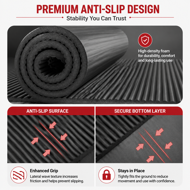 Premium Super Long Yoga Mat Extra Large High Density Exercise Mat 15mm Thick Waterproof Anti-Skid Pilates Fitness Workout Mat with Carry Bag