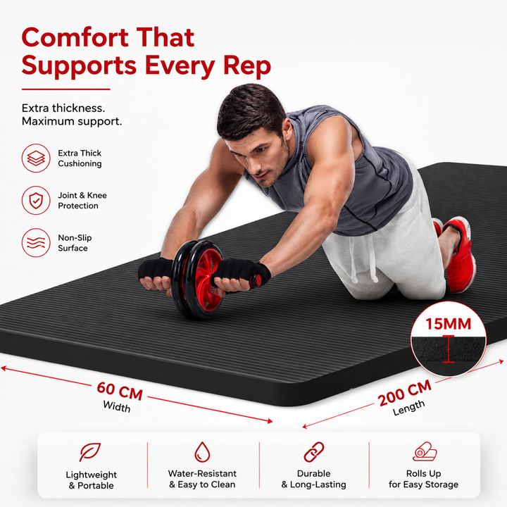 Premium Super Long Yoga Mat Extra Large High Density Exercise Mat 15mm Thick Waterproof Anti-Skid Pilates Fitness Workout Mat with Carry Bag