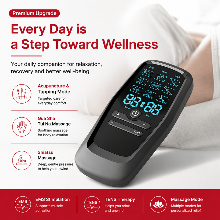 Premium TENS &amp; EMS Digital Therapy Machine Dual Nerve Muscle Stimulator 6 Modes 19 Intensity Levels USB Rechargeable Pain Relief Device for Back Neck Shoulder Muscle Recovery