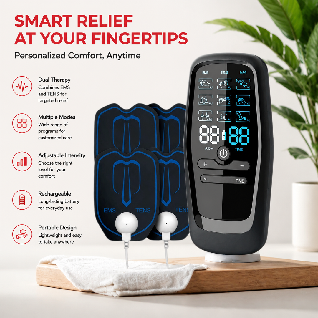 Premium TENS &amp; EMS Digital Therapy Machine Dual Nerve Muscle Stimulator 6 Modes 19 Intensity Levels USB Rechargeable Pain Relief Device for Back Neck Shoulder Muscle Recovery