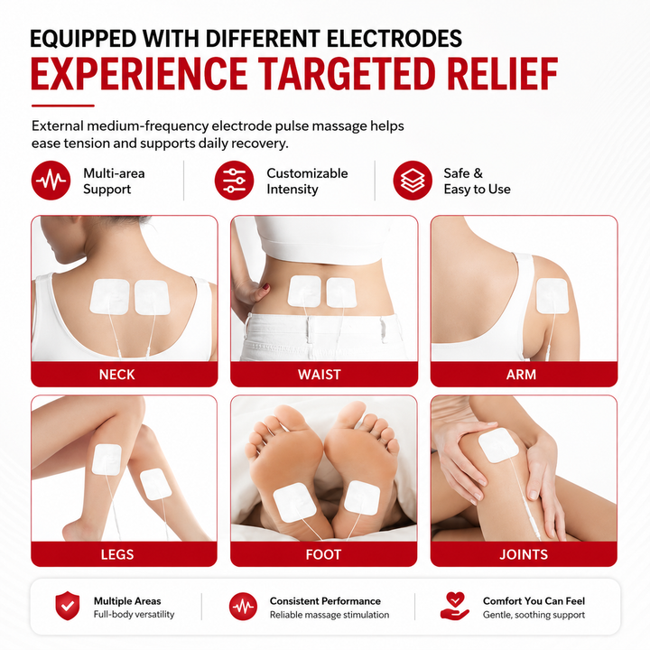 Premium TENS EMS Pain Relief Device Dual Channel Muscle Stimulator 12 Modes 30 Intensity Levels USB C Rechargeable Back Shoulder Joint Therapy Massager