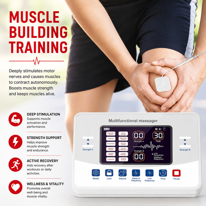 Premium TENS EMS Pain Relief Device Dual Channel Muscle Stimulator 12 Modes 30 Intensity Levels USB C Rechargeable Back Shoulder Joint Therapy Massager