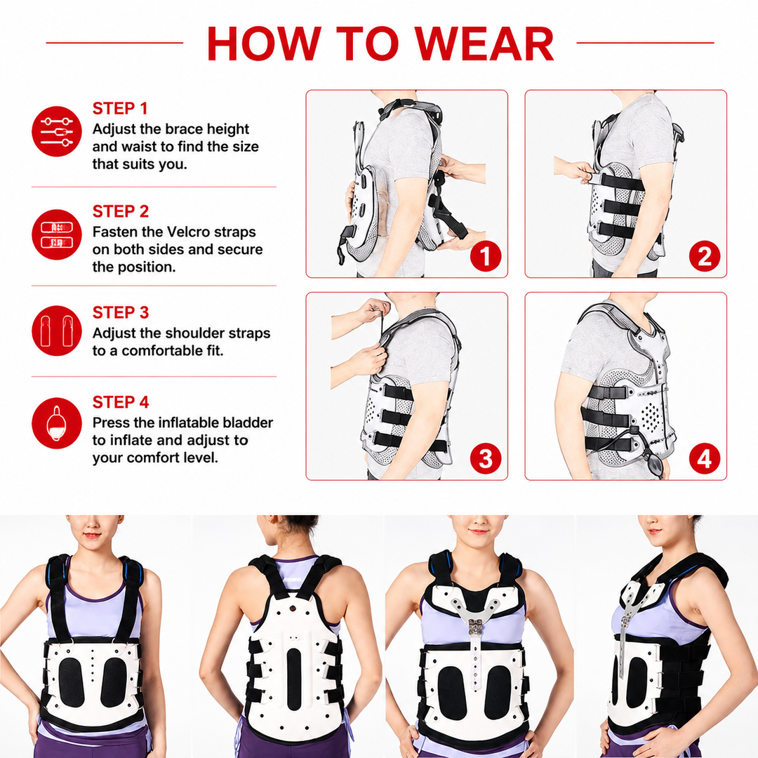 Premium TLSO Thoracic Full Back Brace Adjustable Spinal Support Kyphosis Osteoporosis Posture Correction Compression Fracture Recovery Brace S-L