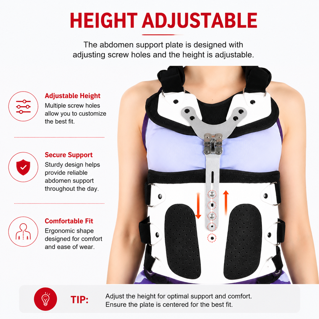 Premium TLSO Thoracic Full Back Brace Adjustable Spinal Support Kyphosis Osteoporosis Posture Correction Compression Fracture Recovery Brace S-L